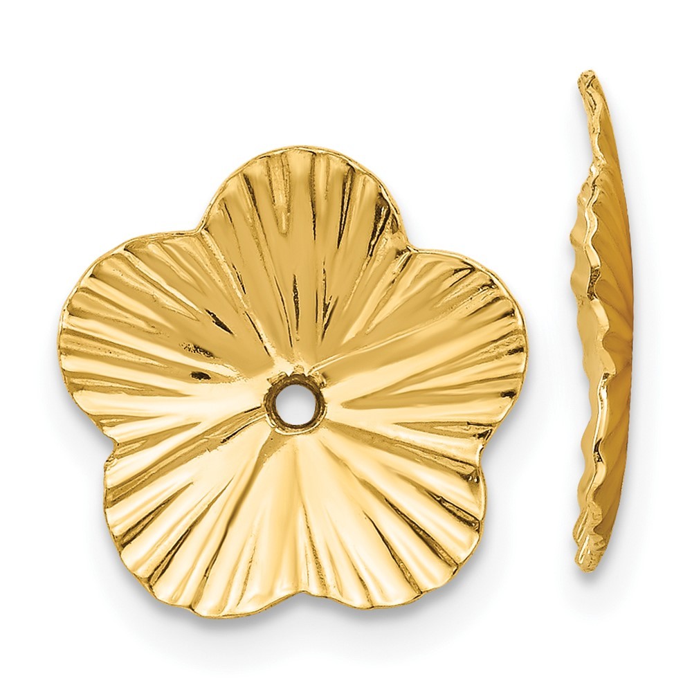 14k Yellow Gold Polished Fancy Earring Jackets