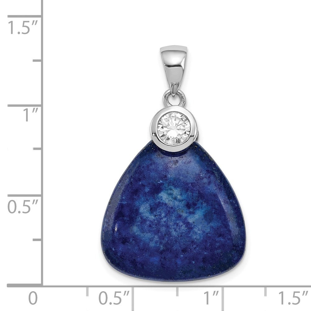 Sterling Silver Rhodium-plated w/Cubic Zirconia and Lapis Lazuli Pendant