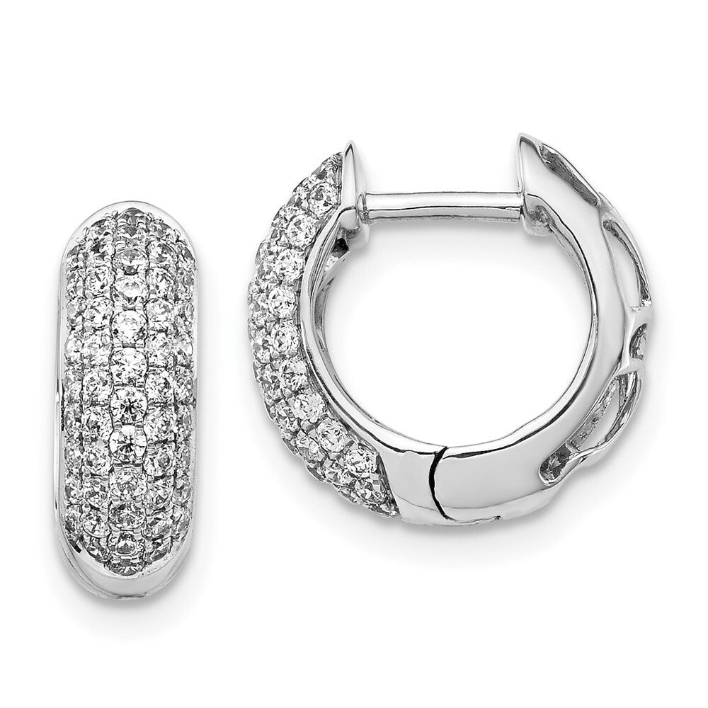 14k White Gold Diamond Hinged Hoop Earrings