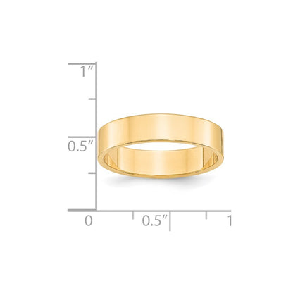 14K Yellow Gold Yellow Gold 5mm Lightweight Flat Wedding Band Size 5