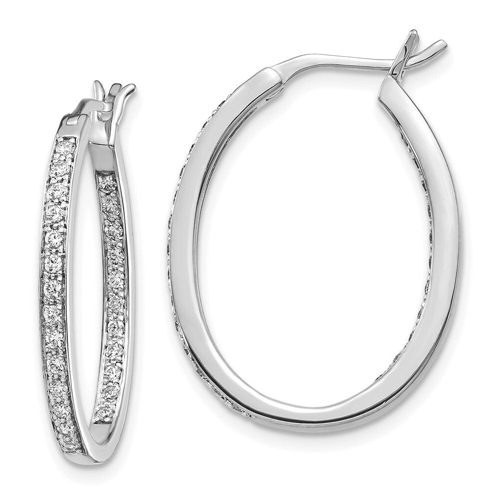 14k White Gold Diamond In/Out Hoop Earrings