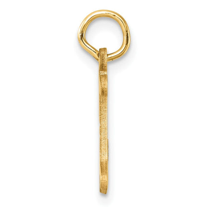 14k Yellow Gold Diamond-cut Letter I Initial Charm