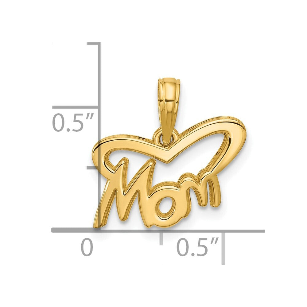 14k Yellow Gold Polished Mom Pendant