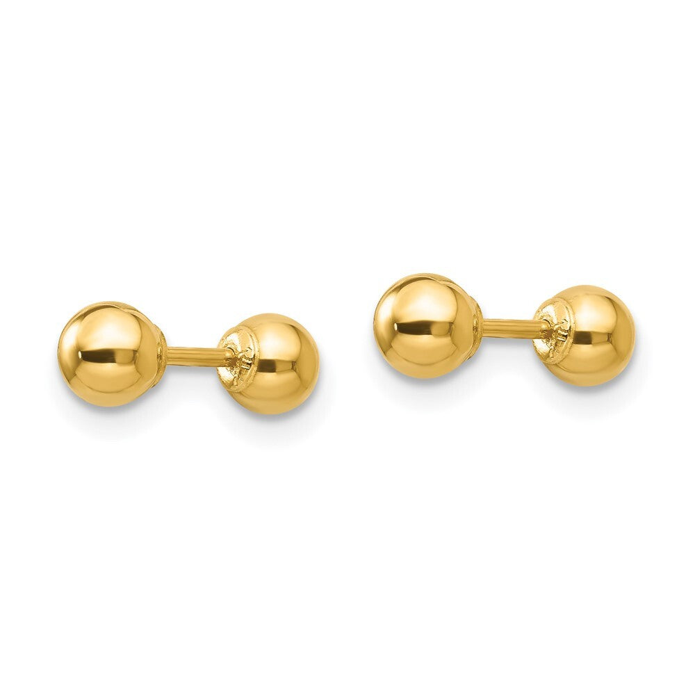 14k Yellow Gold Polished Reversible 4mm Ball Stud Earrings Gift for Women