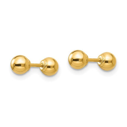 14k Yellow Gold Polished Reversible 4mm Ball Stud Earrings Gift for Women