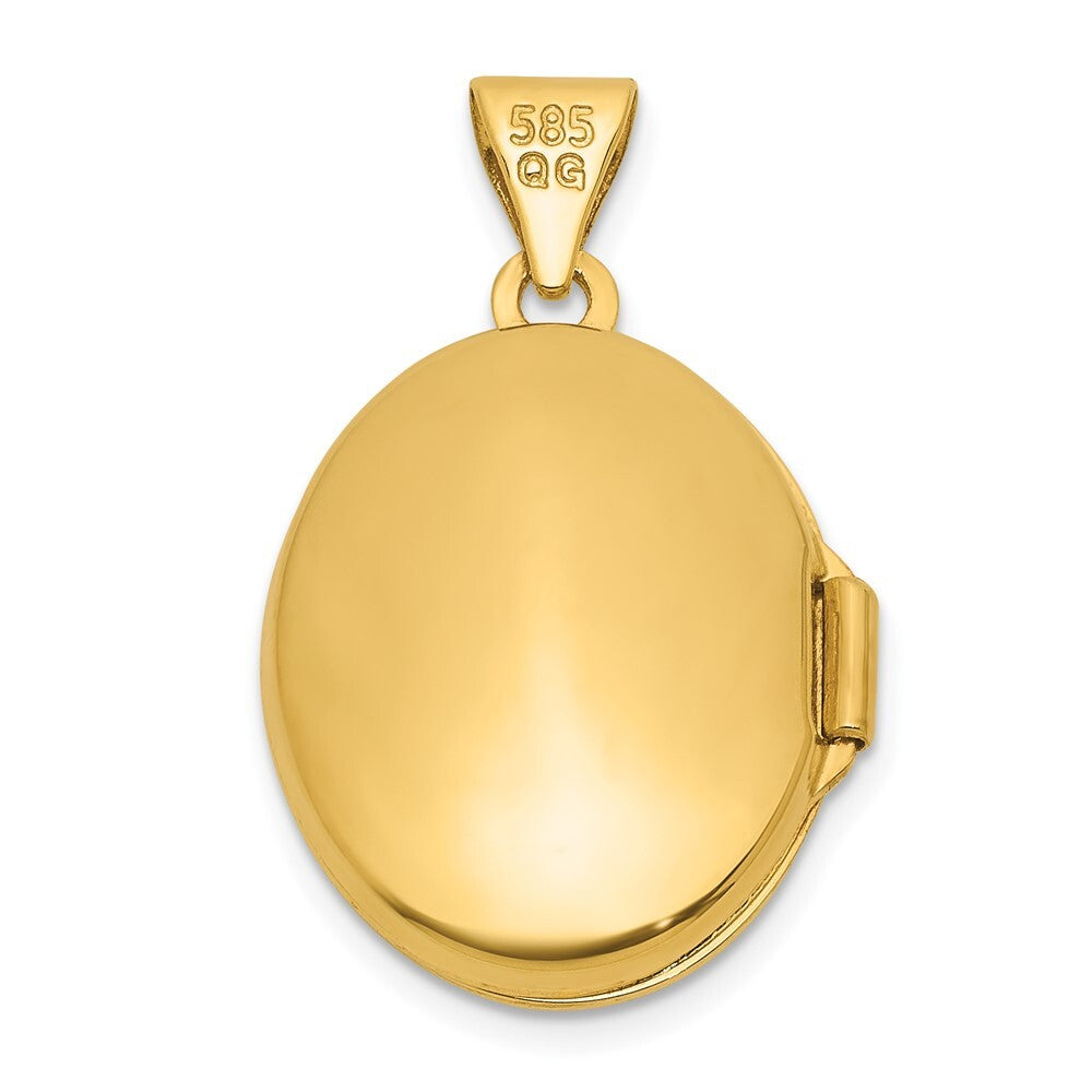 14k Yellow Gold Polished Diamond 17mm Oval Locket Pendant for Women