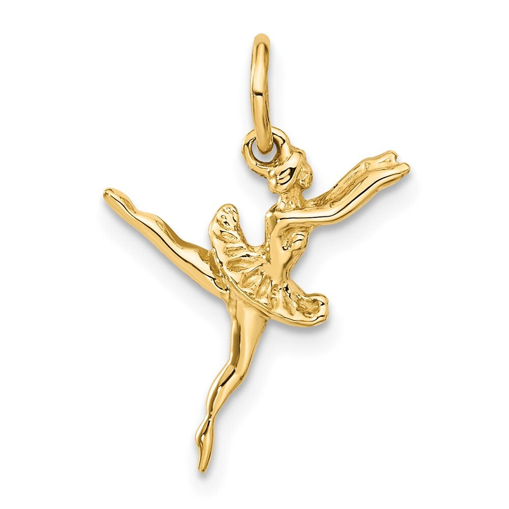 14k Yellow Gold 3D Ballerina Charm Pendant for Women