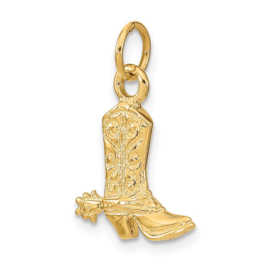 14k Yellow Gold 3-D Cowboy Boot Pendant for Women