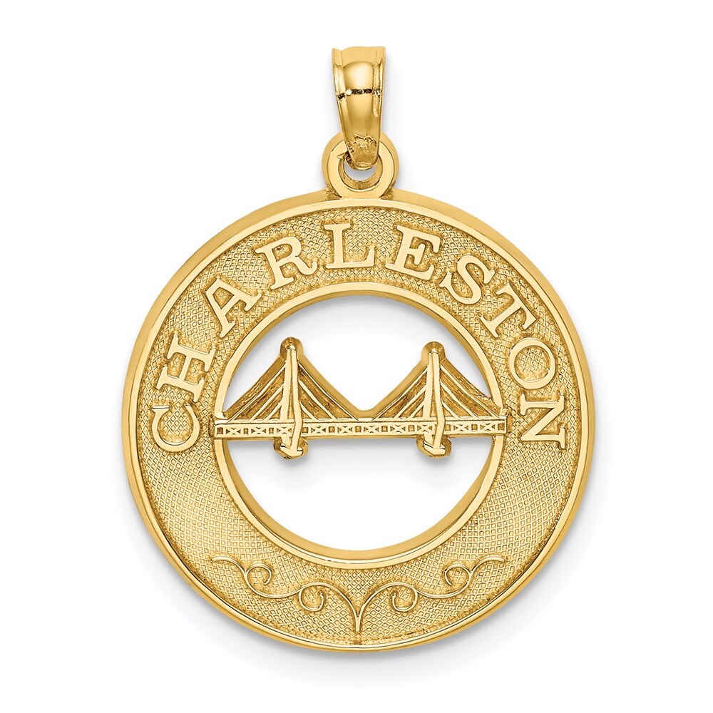 14k Yellow Gold CHARLESTON Bridge Charm Pendant for Women