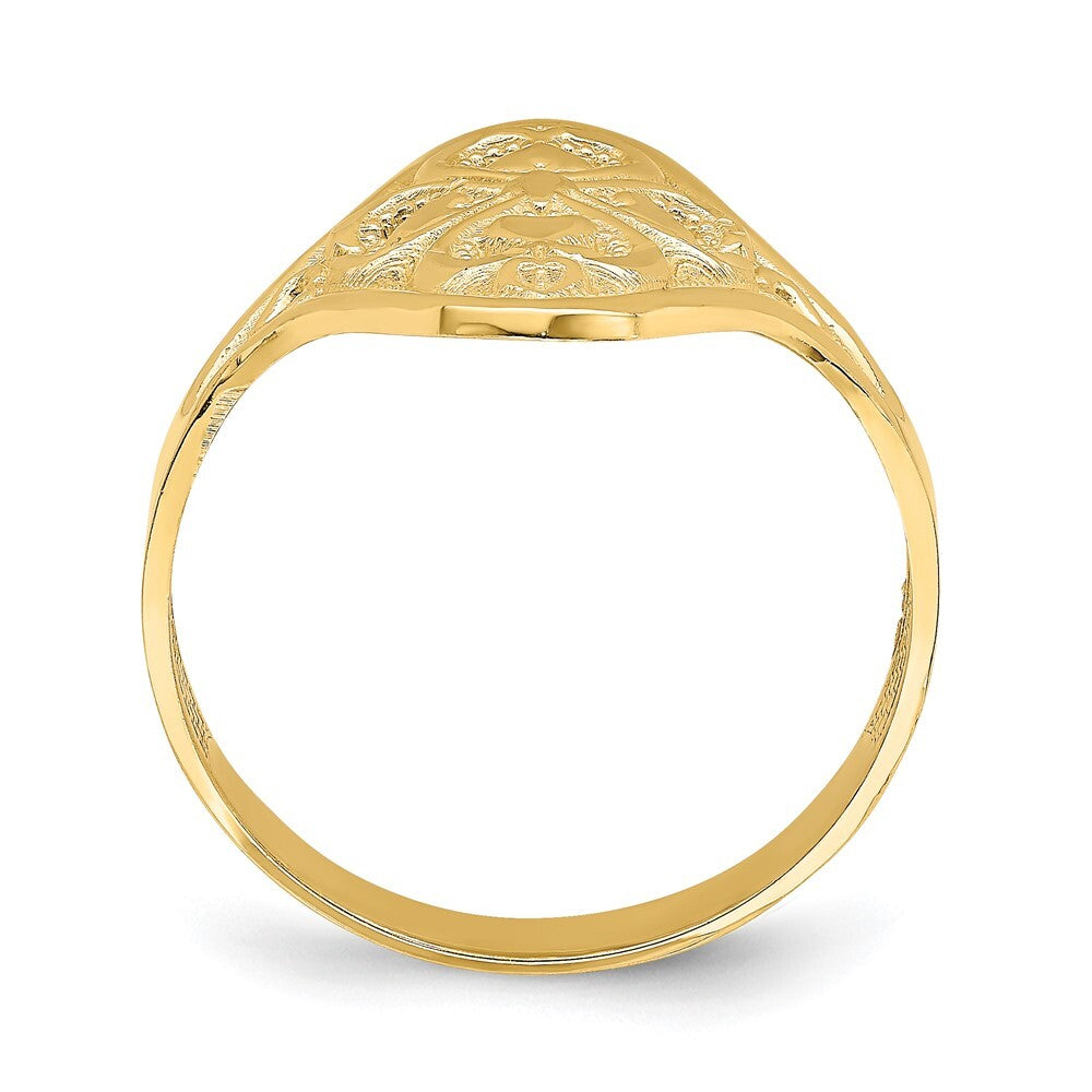 14K Yellow Gold Diamond-cut Filigree Ring