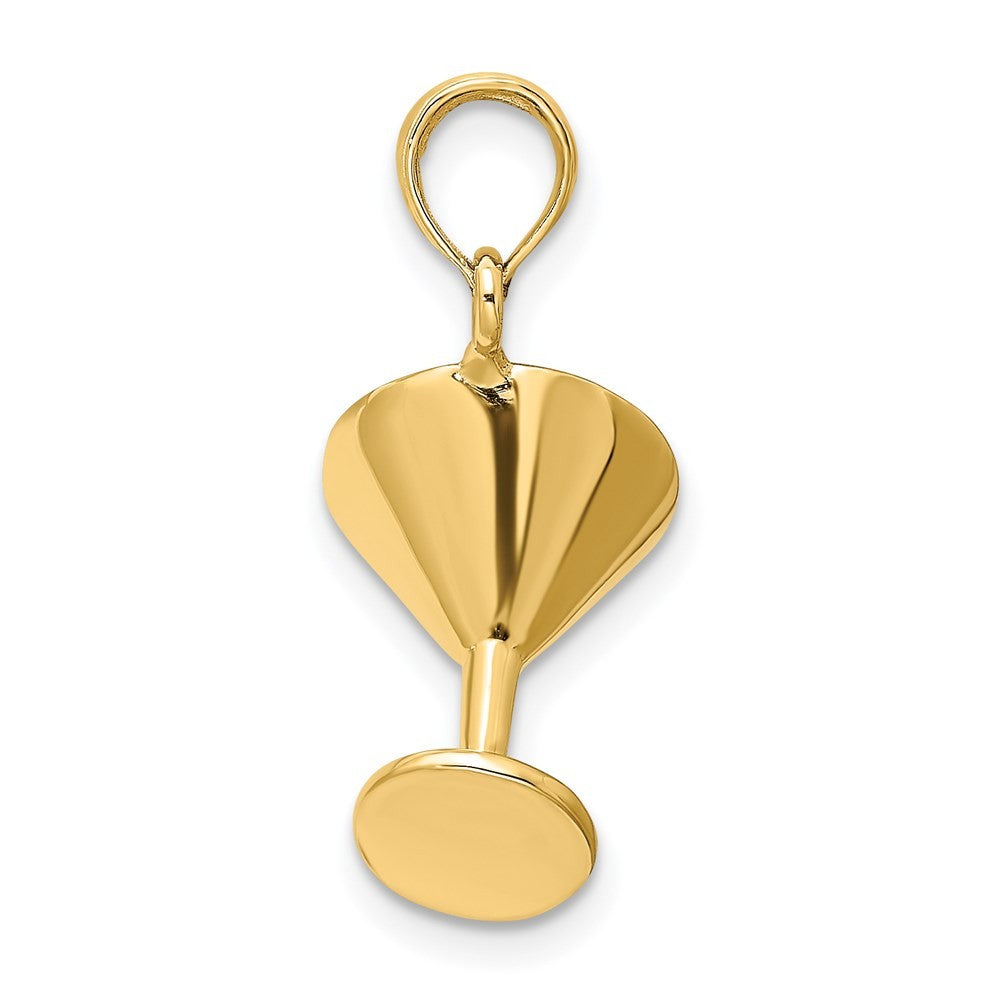14k Yellow Gold 3-D Polished Martini Glass Charm