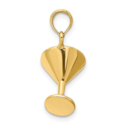14k Yellow Gold 3-D Polished Martini Glass Charm