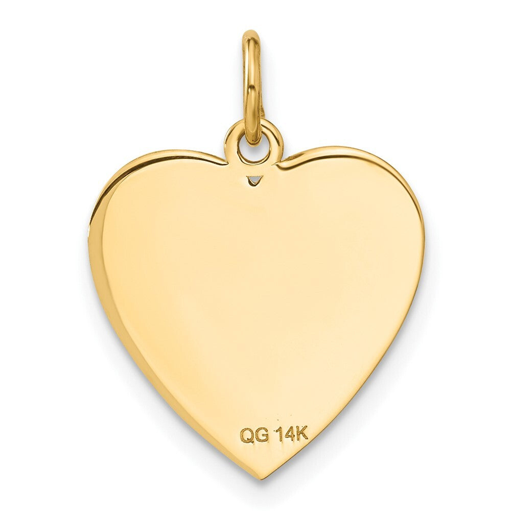 14k Yellow Gold Flag Heart Charm Pendant for Women