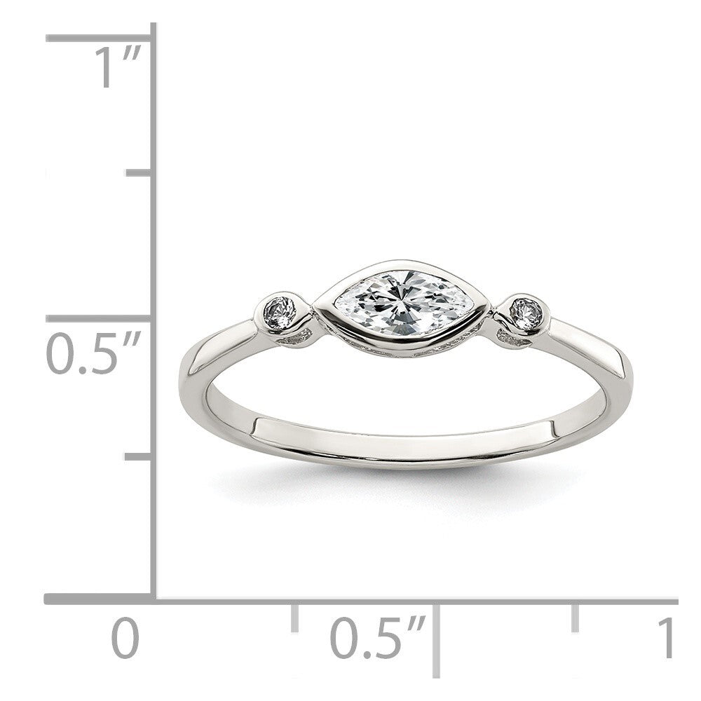 Sterling Silver Rhodium-plated Polished White Topaz Ring Size 8