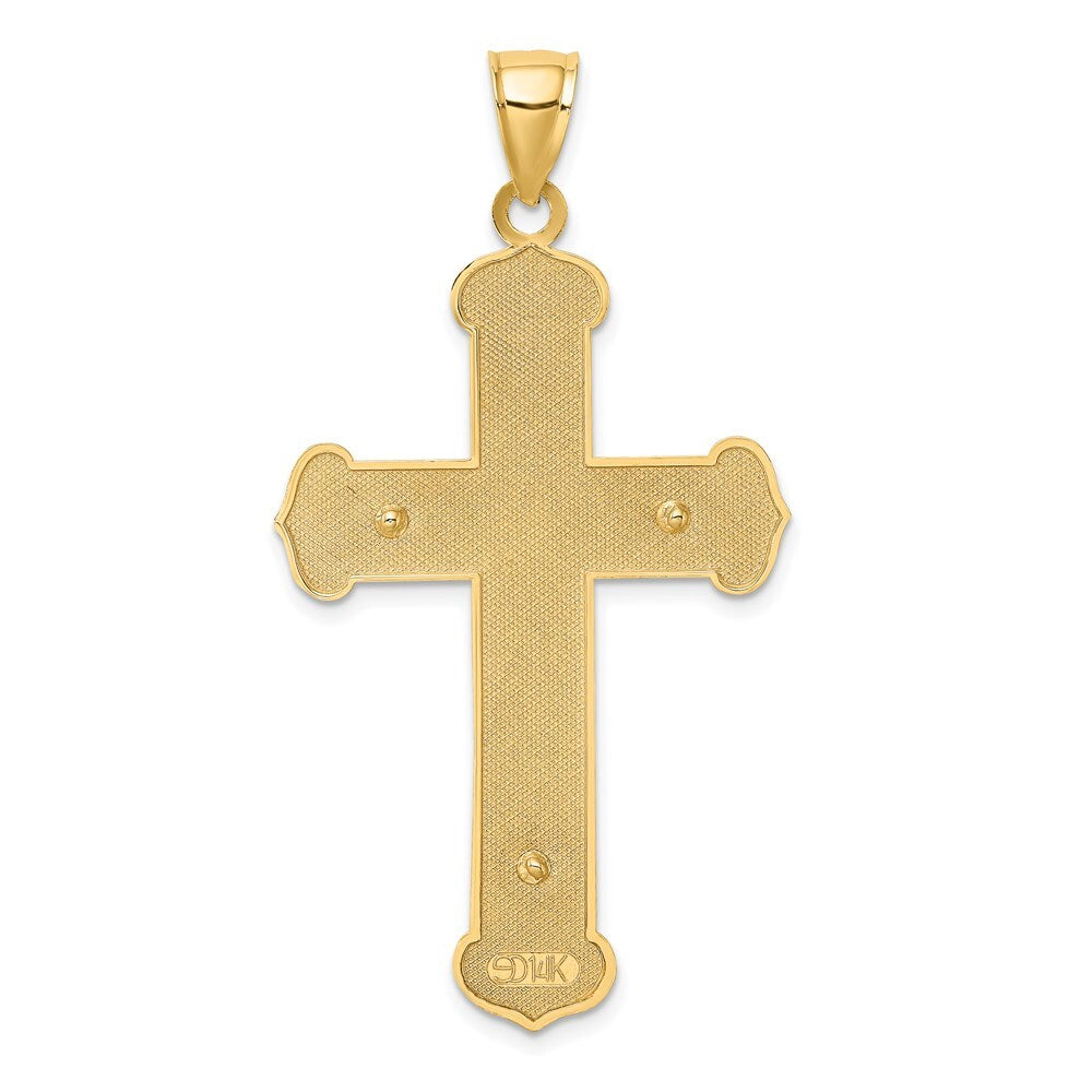 14k Two-tone Gold Engraved Crucifix Charm Pendant for Women