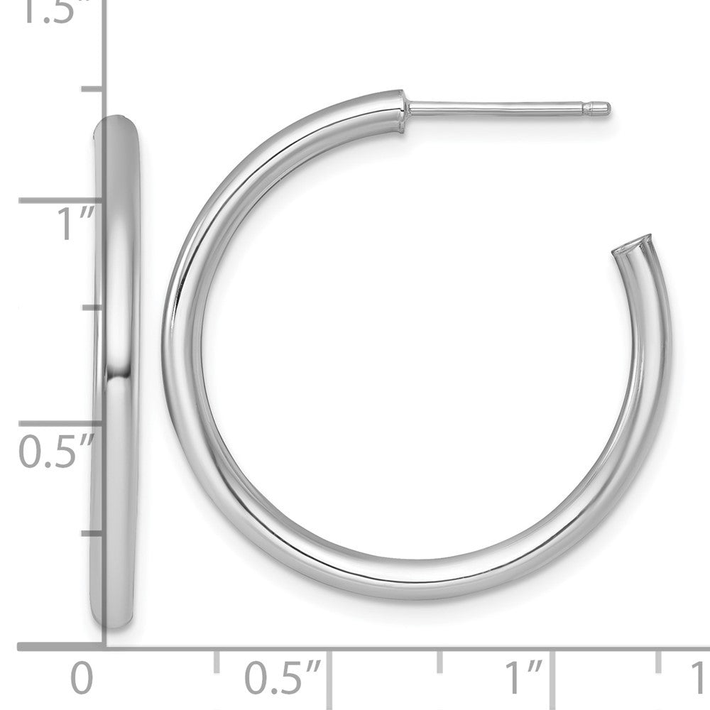 14k White Gold Polished 2.5 x 30mm Tube C-Hoop Earrings