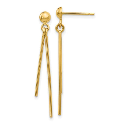 14k Yellow Gold Polished Dangle Earrings