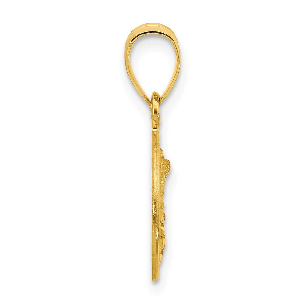 14k Yellow Gold Polished and Satin Solid St. Michael Medal Pendant for Women