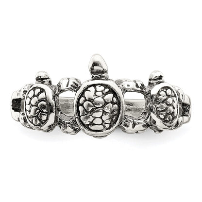 Sterling Silver Antiqued Turtle Ring Size 8