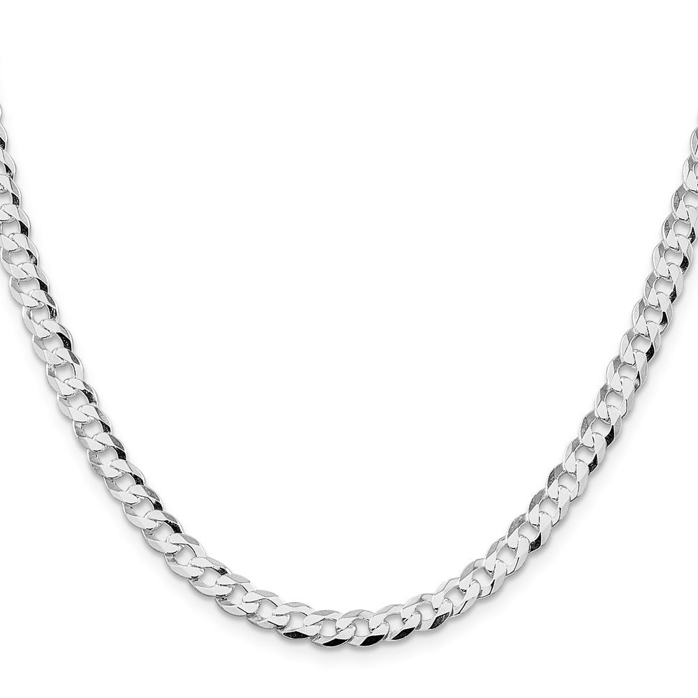 Sterling Silver Rhodium-plated 5.75mm Flat Curb Chain Necklace