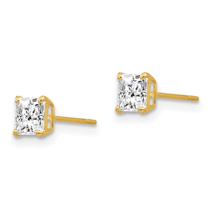 14k Yellow Gold Cubic Zirconia Stud Earrings Gift for Women