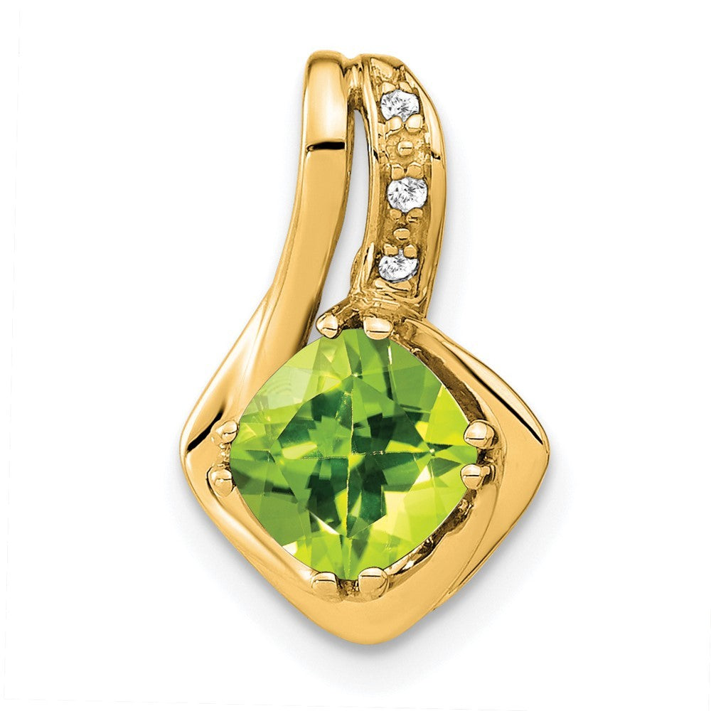 14k Yellow Gold Peridot and Diamond Chain Slide Pendant