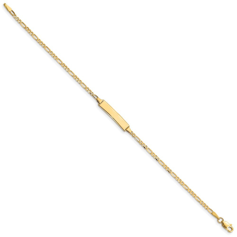 14k Yellow Gold  Solid Chain Bracelet Figaro Link 19.5x5mm Plate 8" ID Bracelet