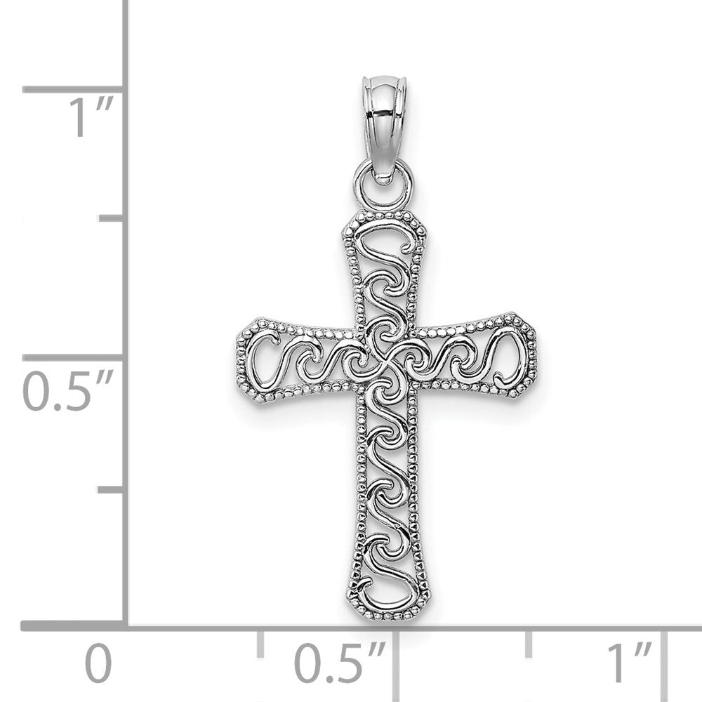 14k White Gold Fancy Cross Pendant for Women