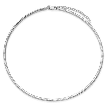 Sterling Silver Rhodium-plated 3.25mm w/2in. Ext Cubetto Chain Necklace