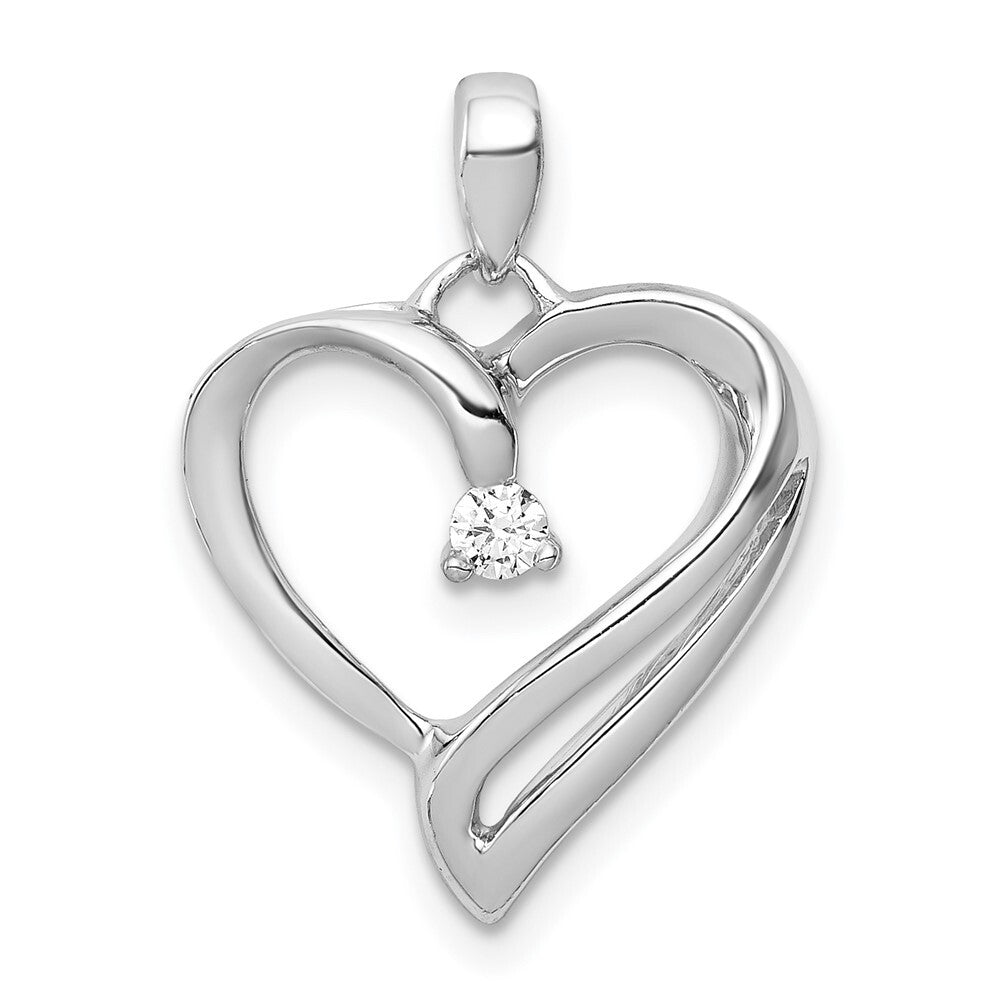 14k White Gold 1/15ct. Diamond Heart Pendant for Women