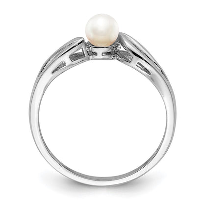 Sterling Silver Rhodium-plated FW Cultured Pearl Ring