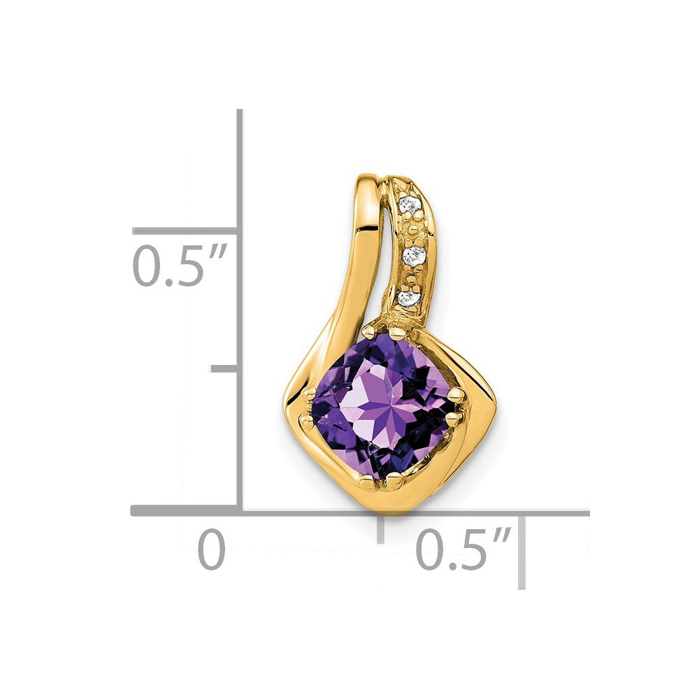 14K Yellow Gold Amethyst and Diamond Chain Slide Pendant