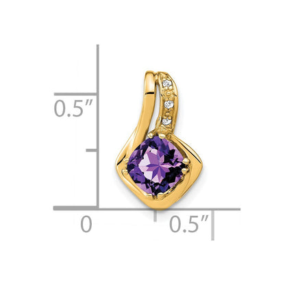 14K Yellow Gold Amethyst and Diamond Chain Slide Pendant