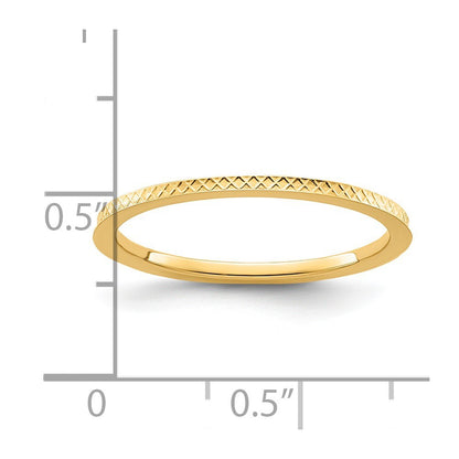 14K Yellow Gold Yellow Gold 1.2mm Criss-Cross Pattern Stackable Band Size 8