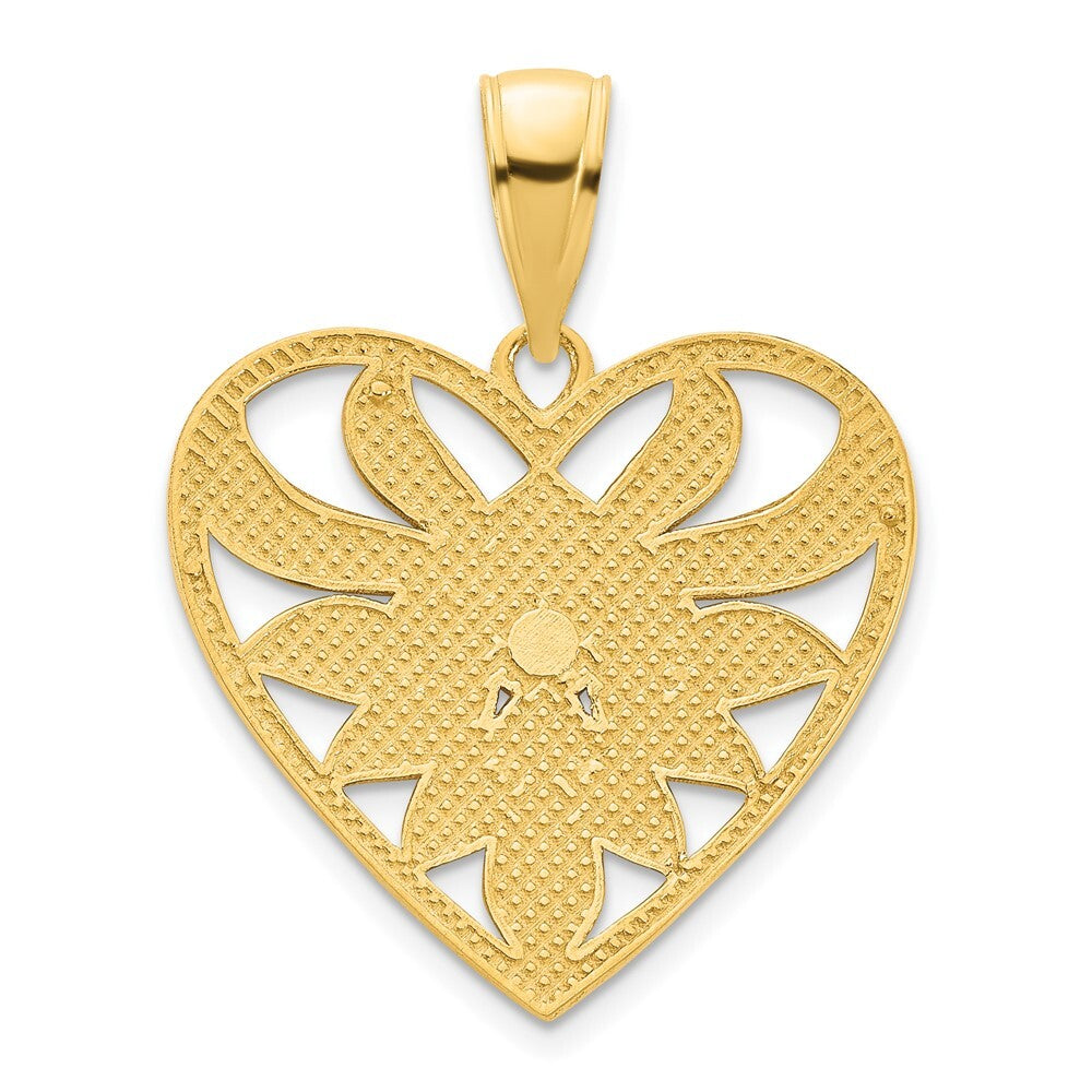 14k Yellow Gold Fancy Heart Pendant for Women