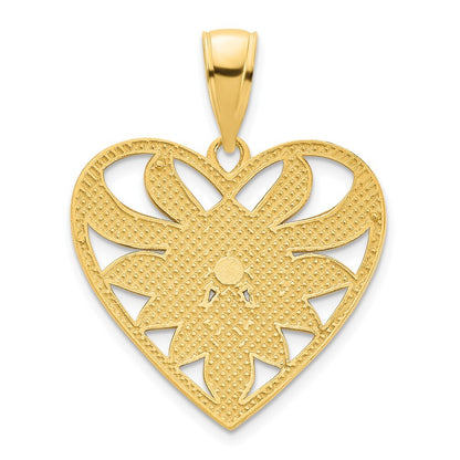 14k Yellow Gold Fancy Heart Pendant for Women