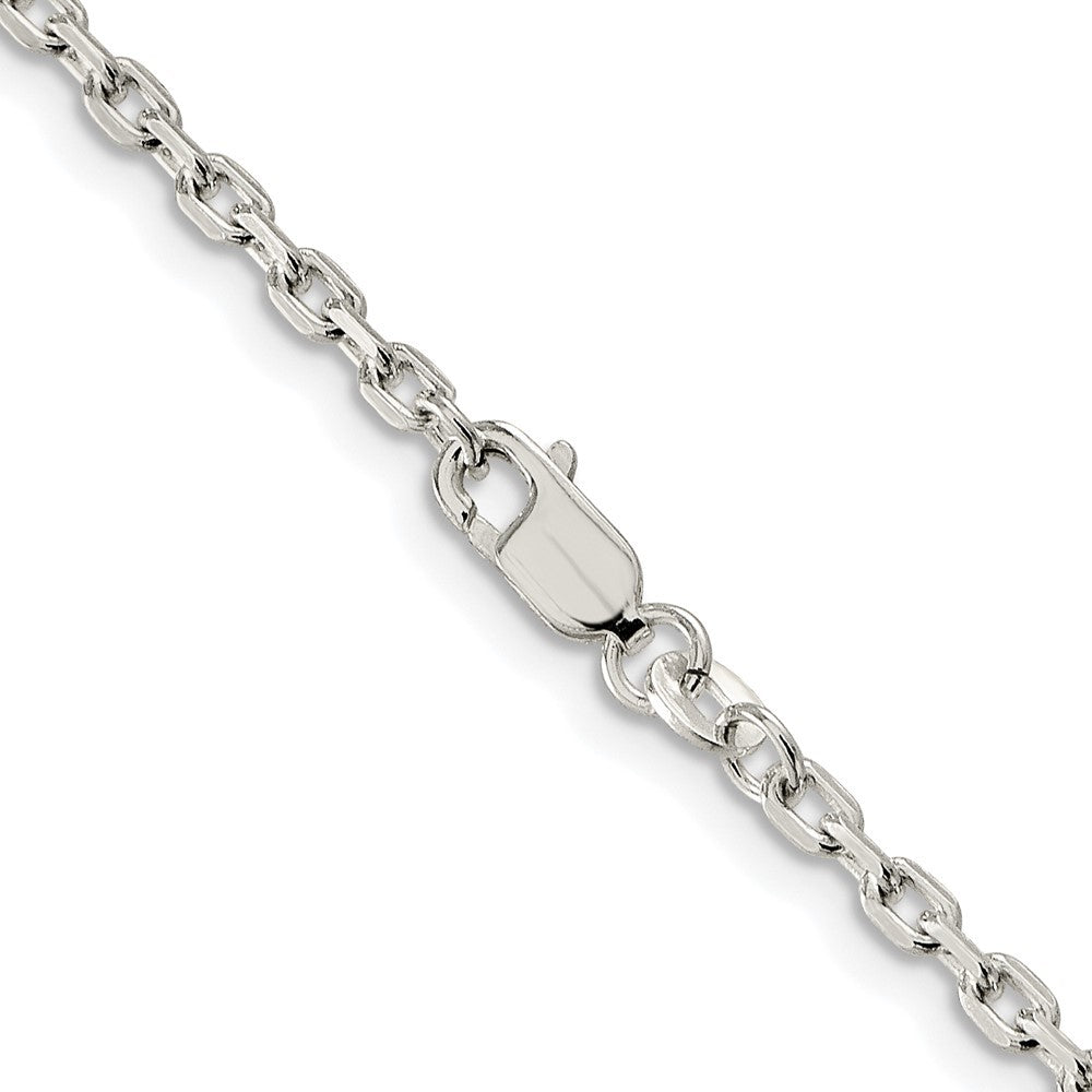 Sterling Silver Rhodium-plated 2.75mm Beveled Oval Cable Chain Necklace