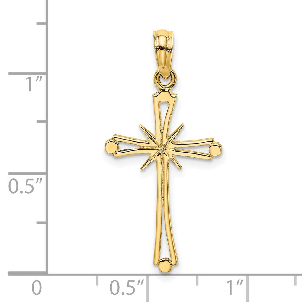 14k Yellow Gold Polished  X Center Cross Charm Pendant for Women