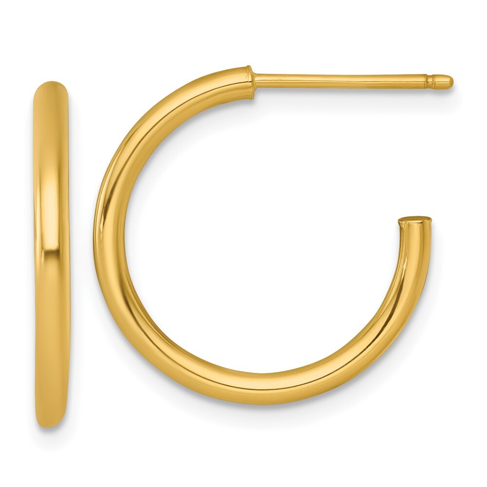 14k Yellow Gold Polished 2.0 x 20mm Tube C-Hoop Earrings Gift for Women