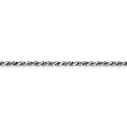 Sterling Silver Rhodium-plated 2.25mm Diamond-cut Rope Chain Necklace