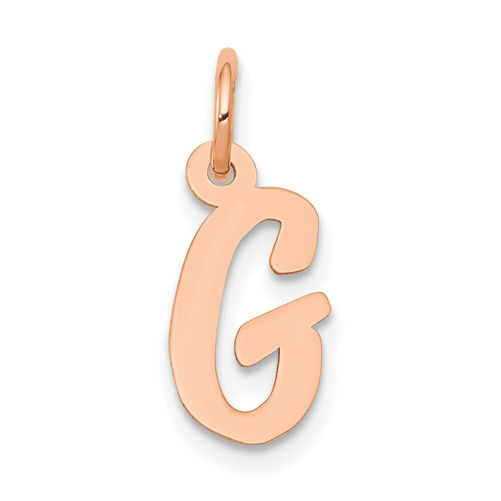 14k Rose Gold Small Script Letter G Initial Charm Pendant for Women