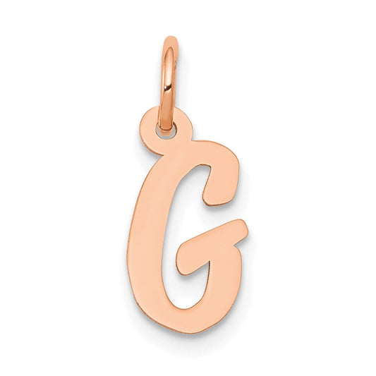 14k Rose Gold Small Script Letter G Initial Charm Pendant for Women