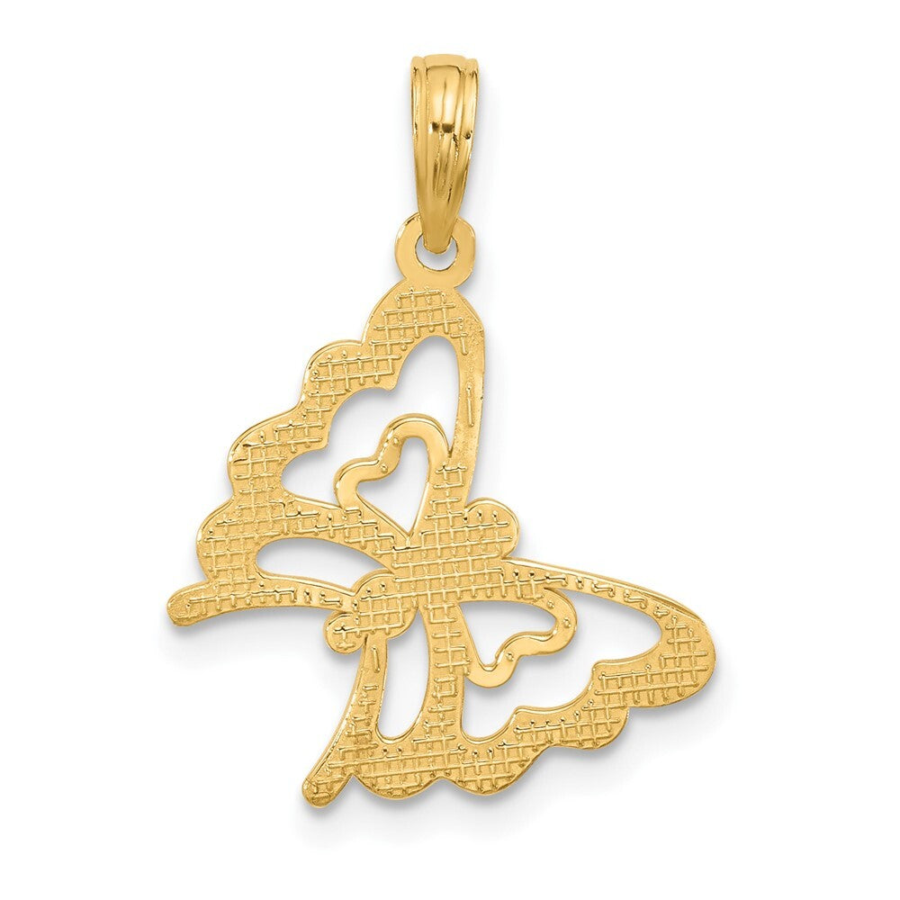 14k Yellow Gold Polished Fancy Butterfly Charm