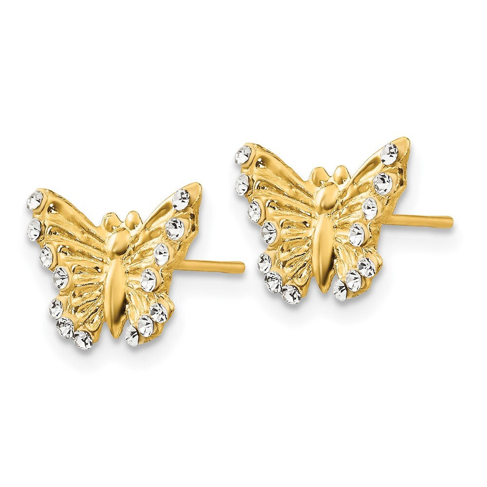 14k Yellow Gold Cubic Zirconia Butterfly Stud Earrings