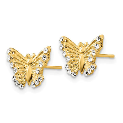 14k Yellow Gold Cubic Zirconia Butterfly Stud Earrings
