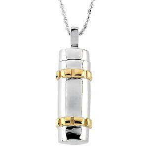 Sterling Silver 14k Yellow Gold Gold Plated Cylinder Ash Holder 18" Necklace