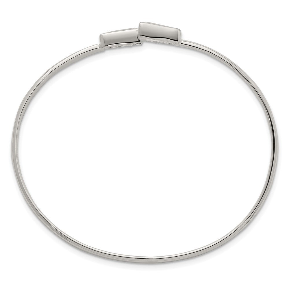 Sterling Silver Polished Tapered Baguette CZ Cuff Bangle