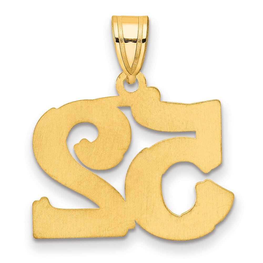 14k Yellow Gold Polished Etched Number 52 Pendant for Women