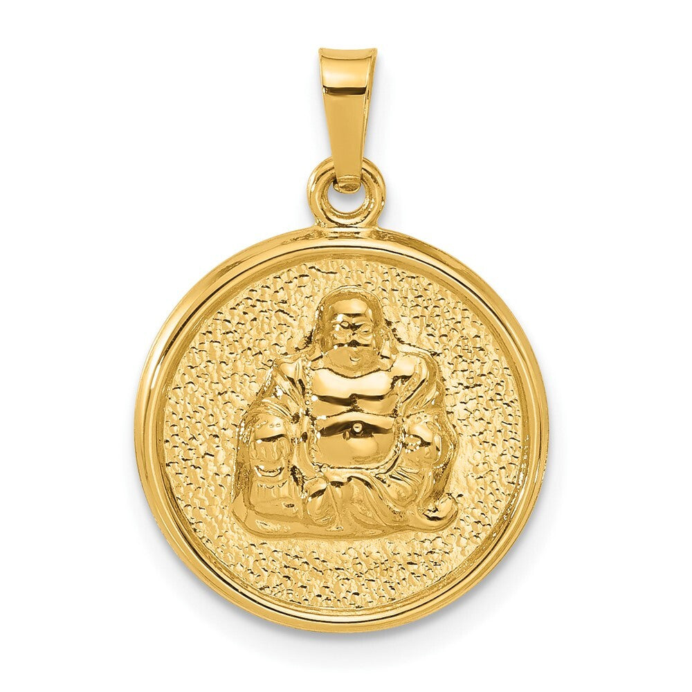 14k Yellow Gold Hollow Buddha Charm Pendant for Women