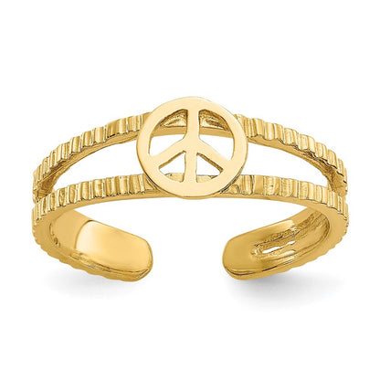 14k Yellow Gold Peace Sign Toe Ring